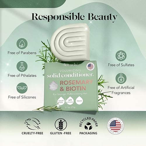 Miniatura 4 de Kitsch Romero & Biotin - Barra de acondicionador voluminizador para el crecimiento y engrosamiento del cabello, acondicionador hidratante y