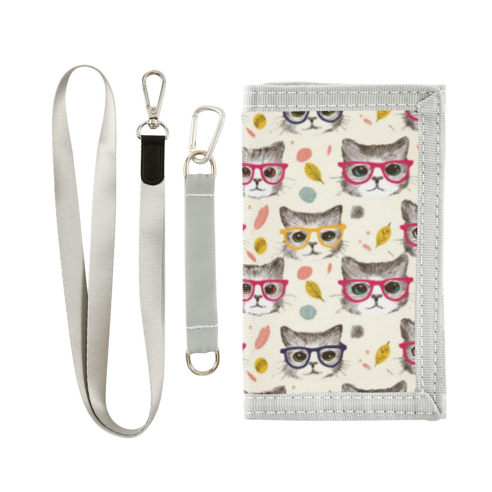 Wusikd Cat Head Kids Wallet for Boys Girls Toddler Trifold Wallet Novelty Wallet for Teens Women Men