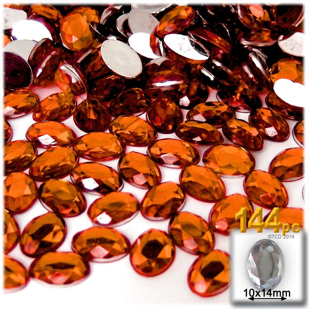144pc Rhinestones Oval 14mm - Flatback Orange