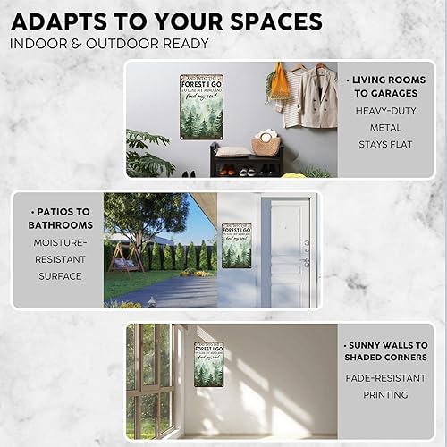 Miniatura 5 de Letreros de estaño vintage y en el bosque I Go to Lose My Mind and Find My Soul Retro Senderismo Metal Poster Nostalgic Man Cave Garage Outdoor