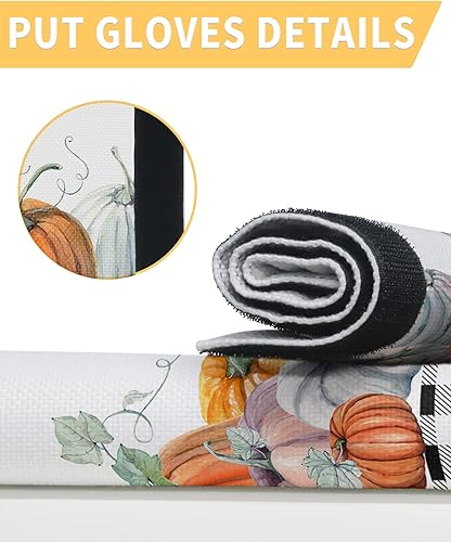 Miniatura 3 de Juego de 2 fundas para manijas de puerta de refrigerador con diseño de calabaza de Acción de Gracias, para lavavajillas, microondas, horno, nevera,