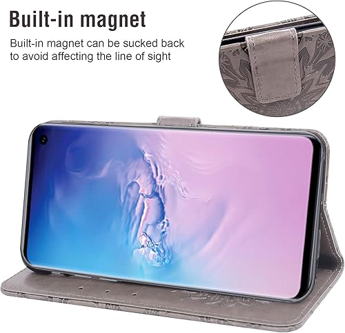 Miniatura 4 de Asuwish Funda de teléfono para Samsung Galaxy S10 con protector de pantalla de vidrio templado, funda magnética de cuero, soporte para tarjetas,
