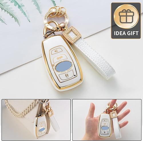 Miniatura 5 de CACARLIKE Funda para llavero Subaru con cordón de cuero, funda compatible con Ascent BRZ Crosstrek Forester Impreza Legacy Outback WRX STI Smart Key