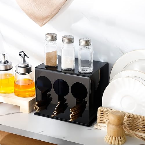 Miniatura 3 de Dispensador de utensilios acrílicos organizador de cubiertos de 3 compartimentos para utensilios de fiesta cuchara y tenedor soporte de plástico