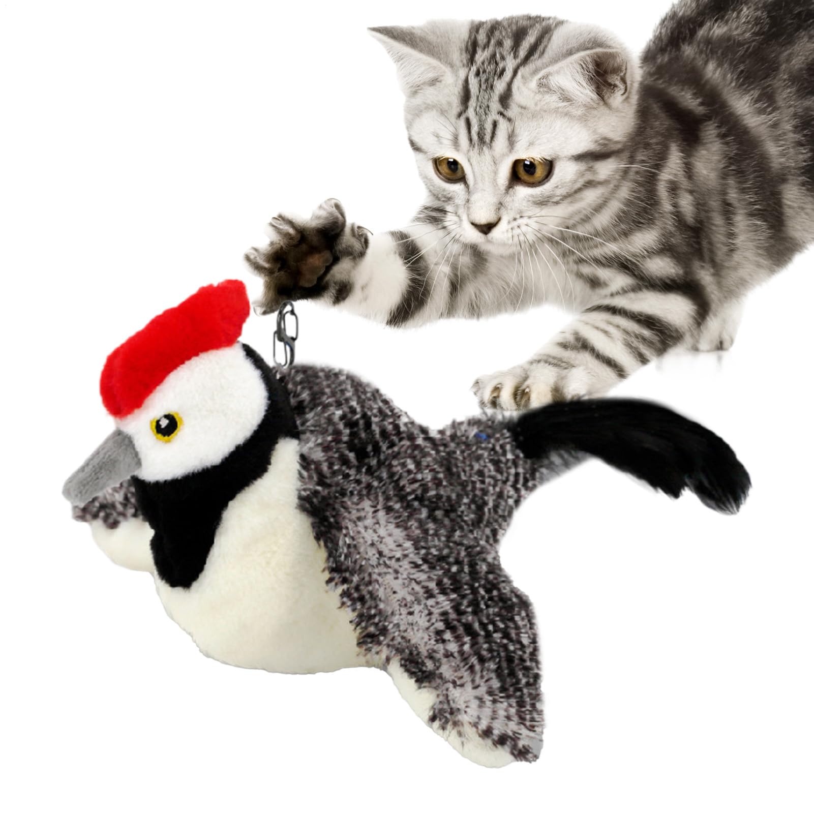 Jouet pour chat oiseau anti-ennui à gazouillis simuler avec batterie rechargeable USB