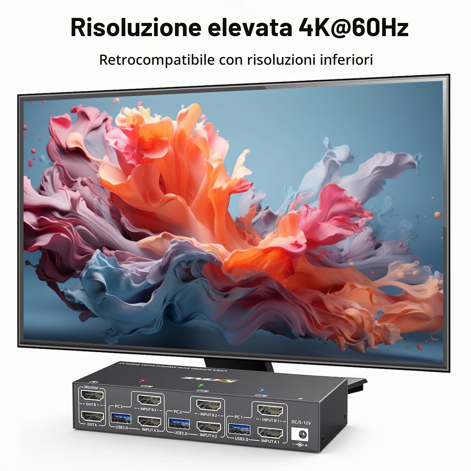 Switch KVM USB 3.0 3 PC 2 monitor Emulatore EDID 4K@60Hz, ESKEVE Switch KVM HDMI 2K@120Hz per 3 PC Condividi 2 monitor e 4 dispositivi USB 3.0, con cavo USB + controllo desktop