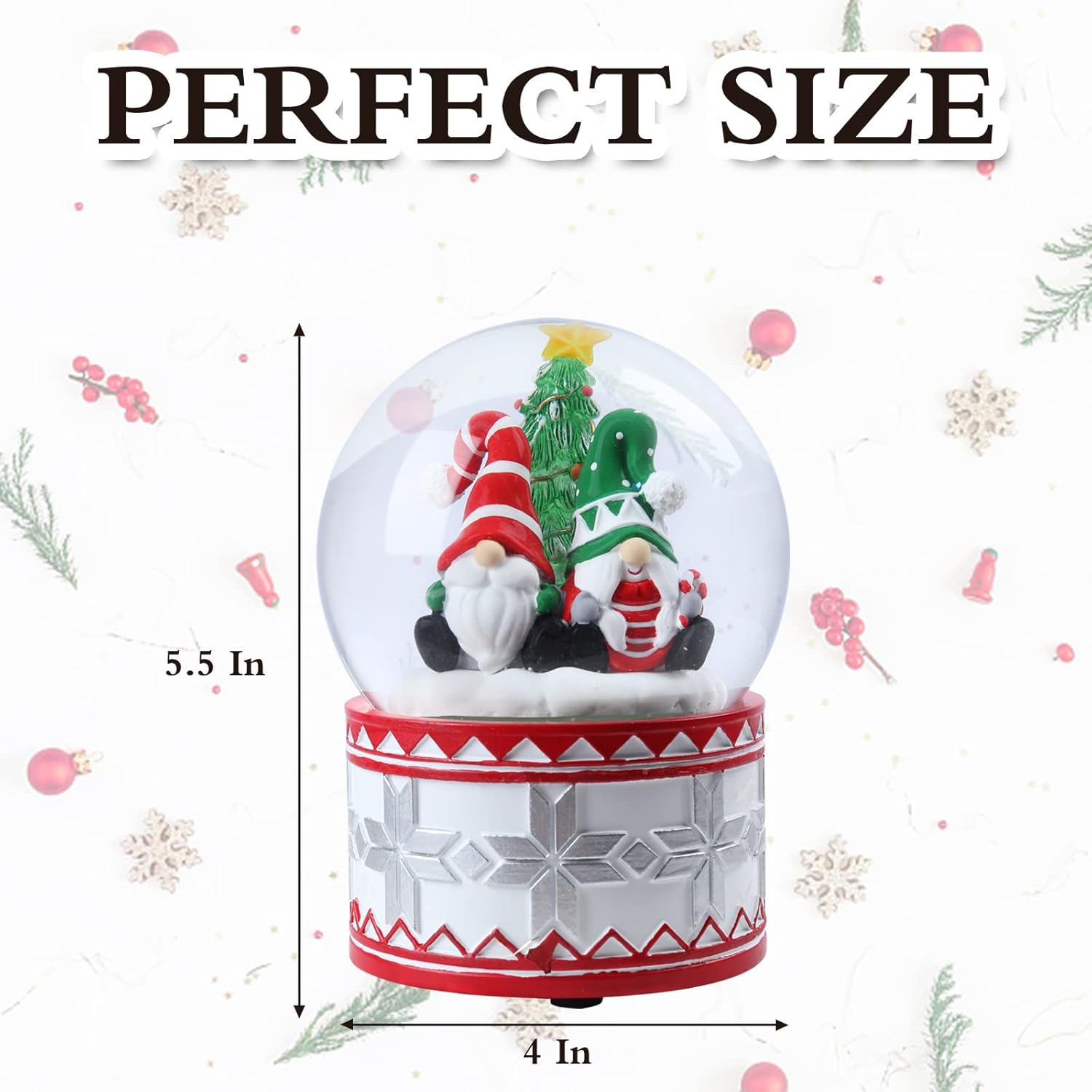 Bdor Christmas Snow Globe - Two Santas & Christmas Tree, Snow Globe with Music Box Color Changing Led Lights for Home Decor & Christmas Decorations, Snow Globes for Girls/Women/Kids/Baby - Image 6