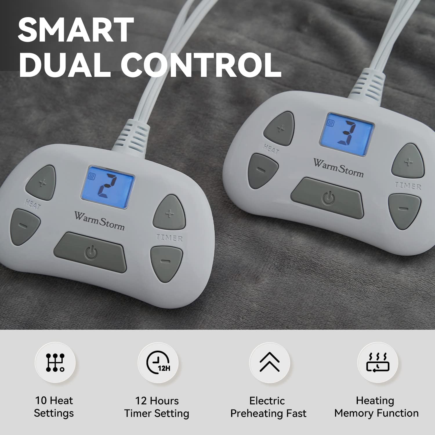 review Warm Storm Electric Blanket Queen Size Dual Control 84x90 Inch, Heated Blanket Soft Flannel, Heating Blanket 10 Heating Levels, 1-12 Hours Timed Off, Machine Washable