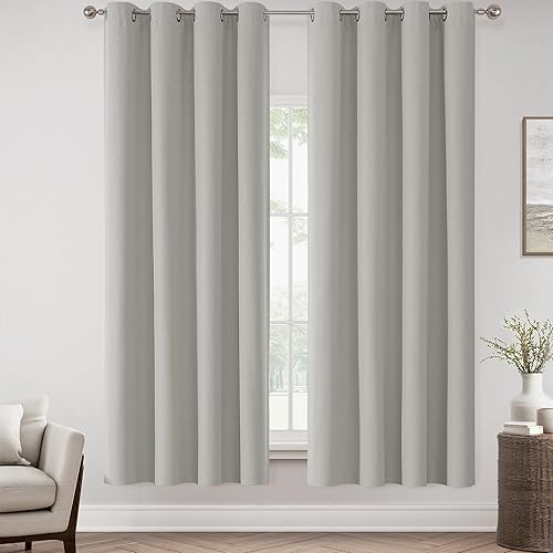 Miniatura 183 de ChrisDowa Cortinas 100% opacas de abedul liso de 96 pulgadas de largo, 2 paneles para dormitorio, sala de estar, oscurecimiento de la habitación de