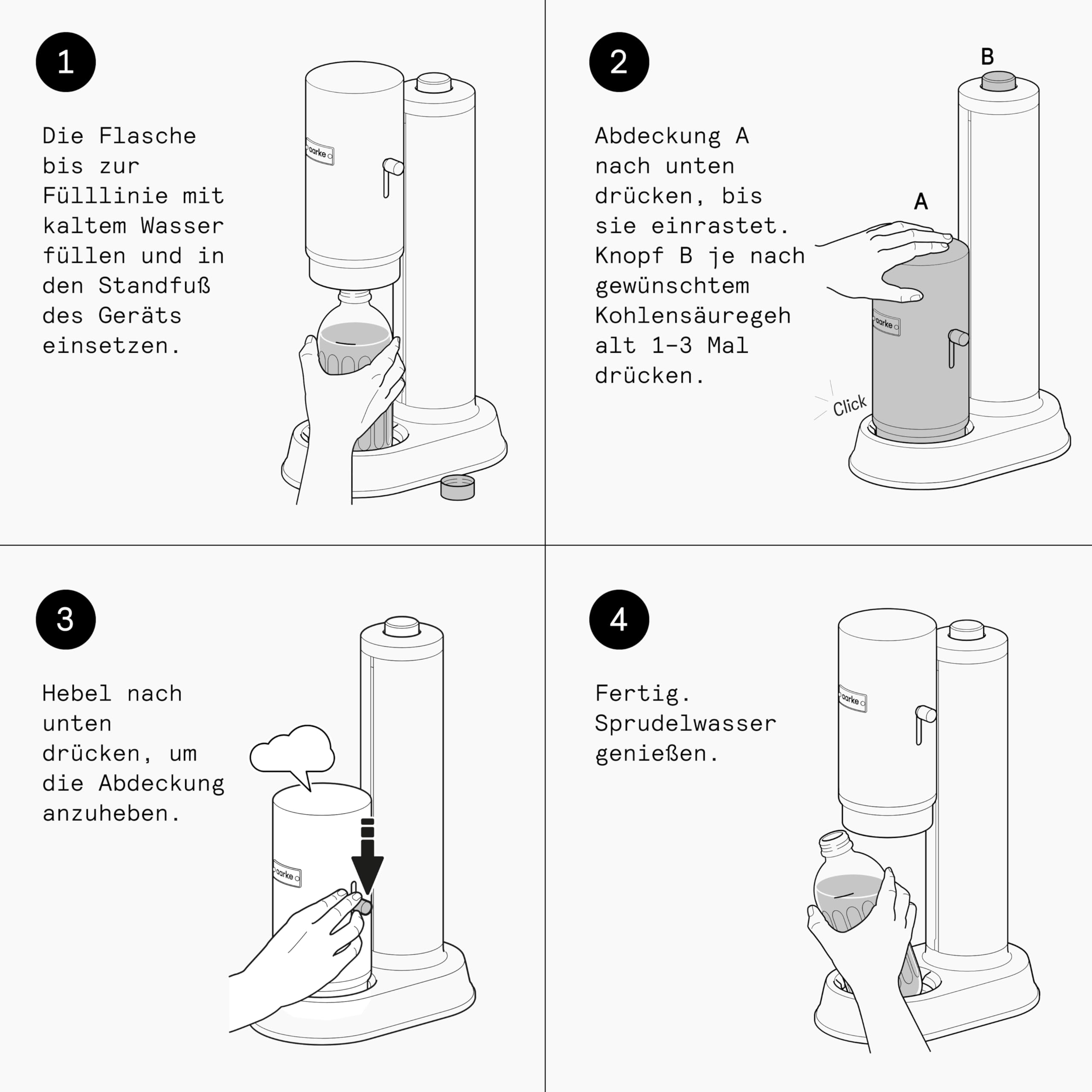 Aarke Carbonator Pro, Wassersprudler mit Glasflasche, Edelstahl Finish