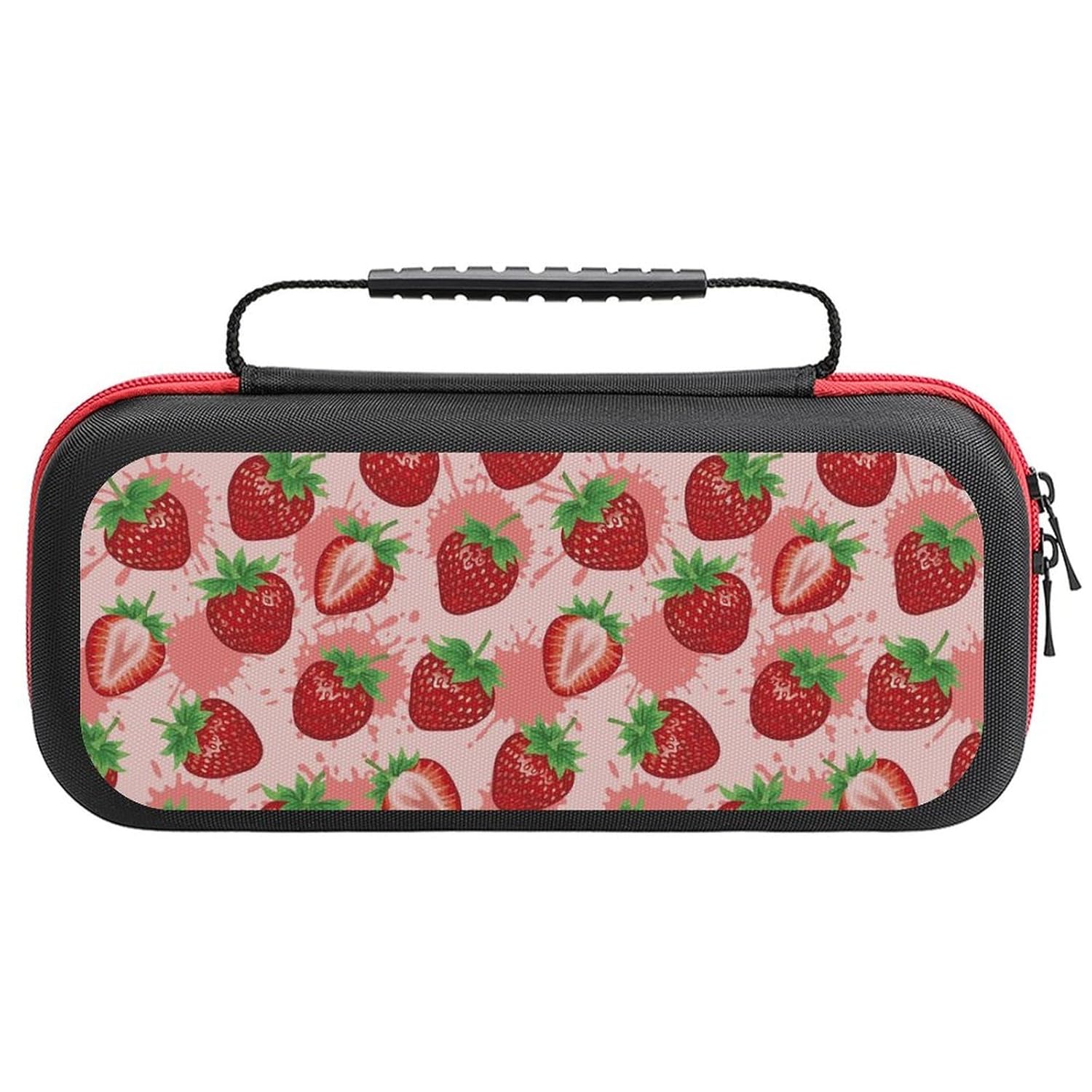 VOSERY Compatible with Nintendo Switch Case – Cute Strawberry Juice Case Compatible with Switch Lite&Oled Travel Carrying Case Protector with Pockets for Accessories And Games Case