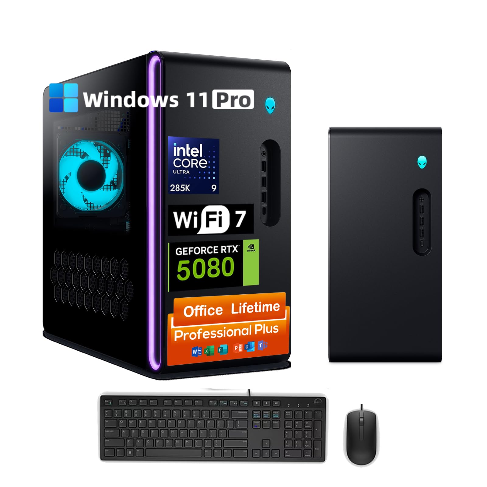 Alienware Aurora-R16 Gaming Desktop - NVIDIA RTX 5080 16GB GDDR7, Intel Ultra 9 285K (24-Core, 76MB Total Cache, 1.9Ghz to 5.6GHz), Win 11 Pro, Office Lifetime License (64GB DDR5, 8TB SSD) 64GB RAM | 8TB SSD