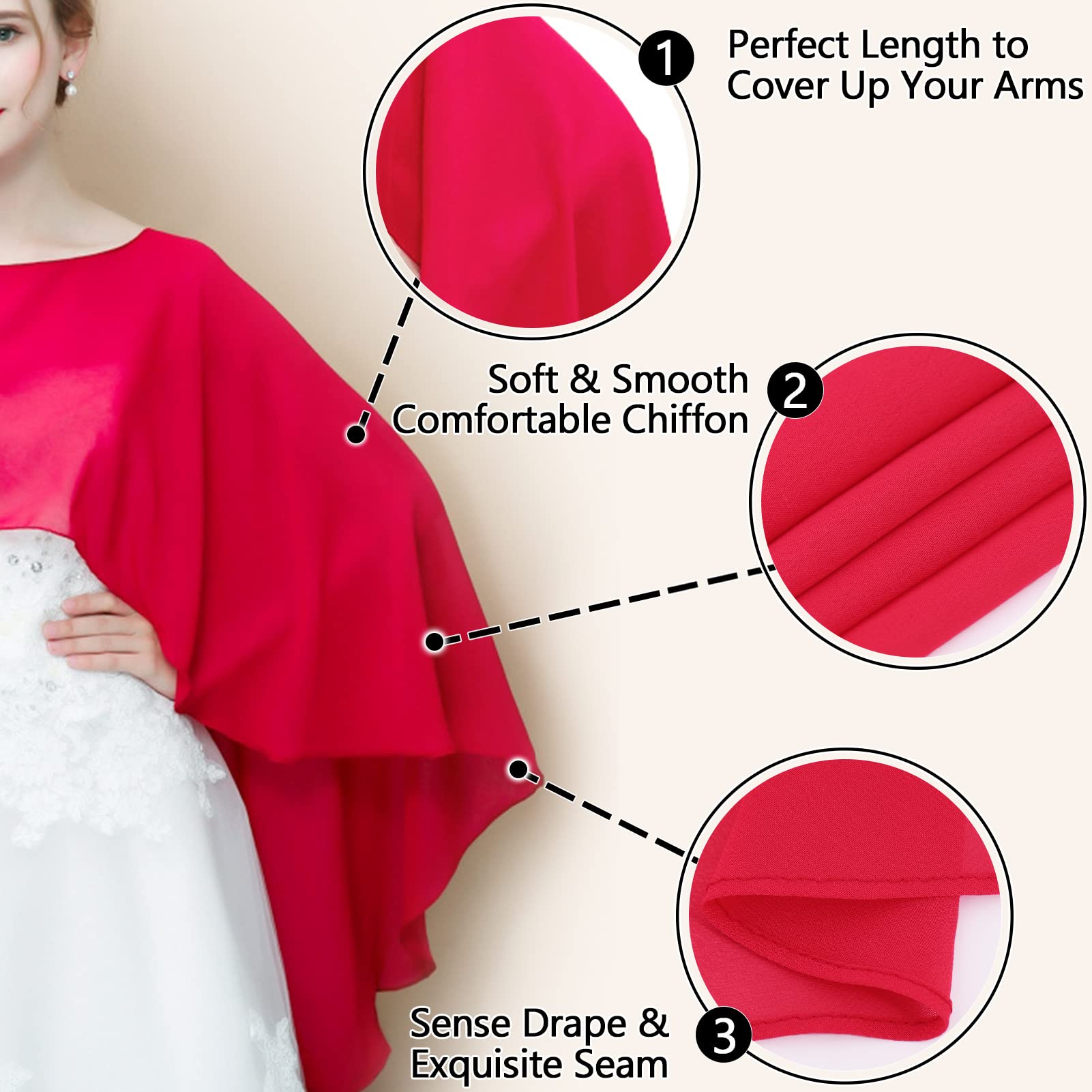 Ladiery Capas de gasa transparente suaves para mujer, chales ligeros y envolturas para vestido de fiesta de noche