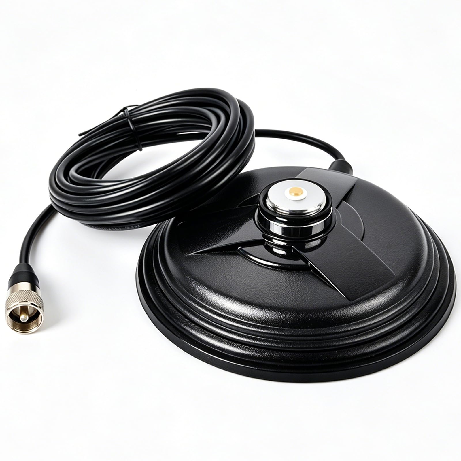 HYS Soporte magnético para Antena de Radio CB, 145 mm con 5 m de Cable coaxial RG58 PL-259