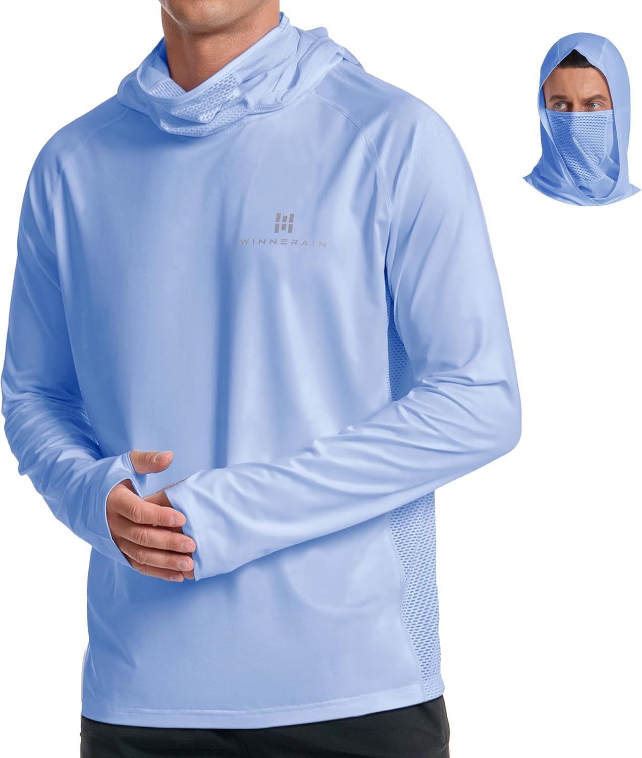 Men's Moisture-wicking Sports Shirts Lightweight Loose Fit Long Sleeve Hoodie Fishi...