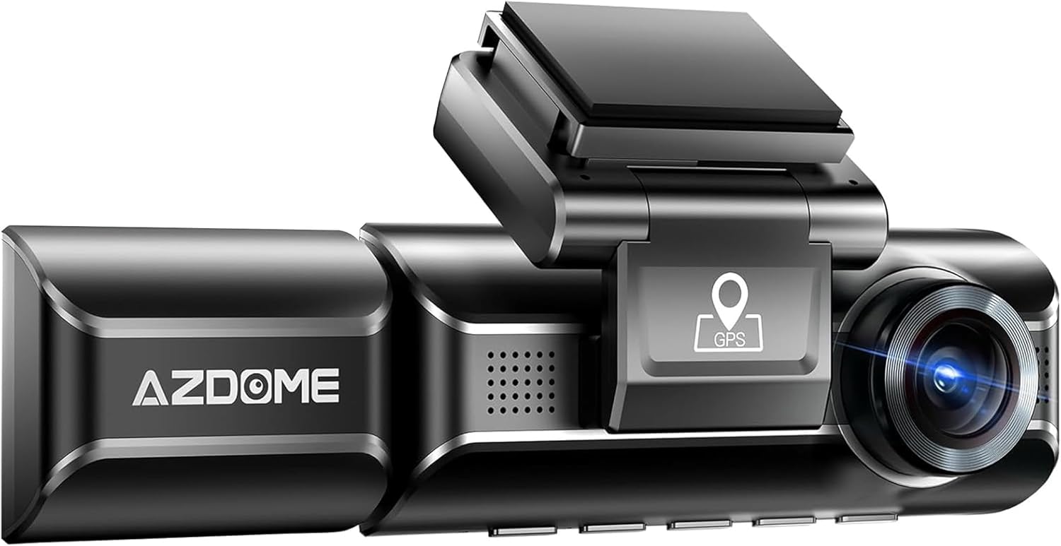AZDOME M550 3CH Dash Cam 4K - 3.19" Screen IR Night Vision - 24H Parking Mode - 3-Channel Dash Cam - Interior IR Camera - Built-in GPS & WiFi - Three-Mode Parking Monitor