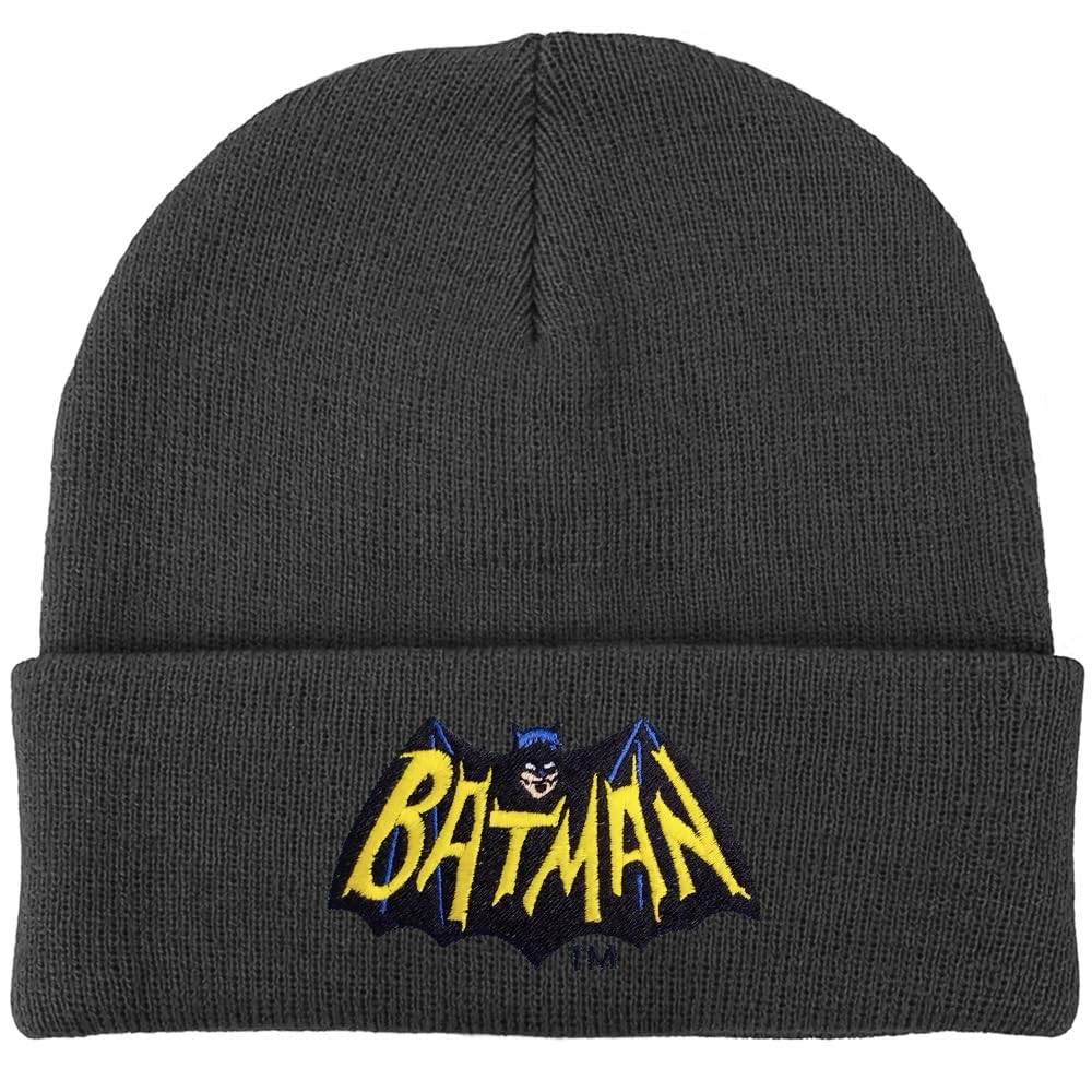Batman 1966 TV Series Logo Knit Beanie - Unisex for Men and Women, Charcoal
