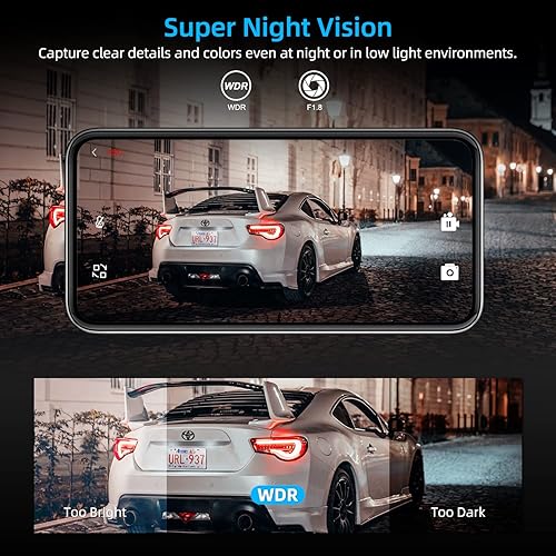 Miniatura 5 de Edospor Cámara de tablero 4K frontal y trasera integrada WiFi GPS para autos, pantalla IPS de 3 pulgadas con tarjeta SD de 64 GB, gran angular de
