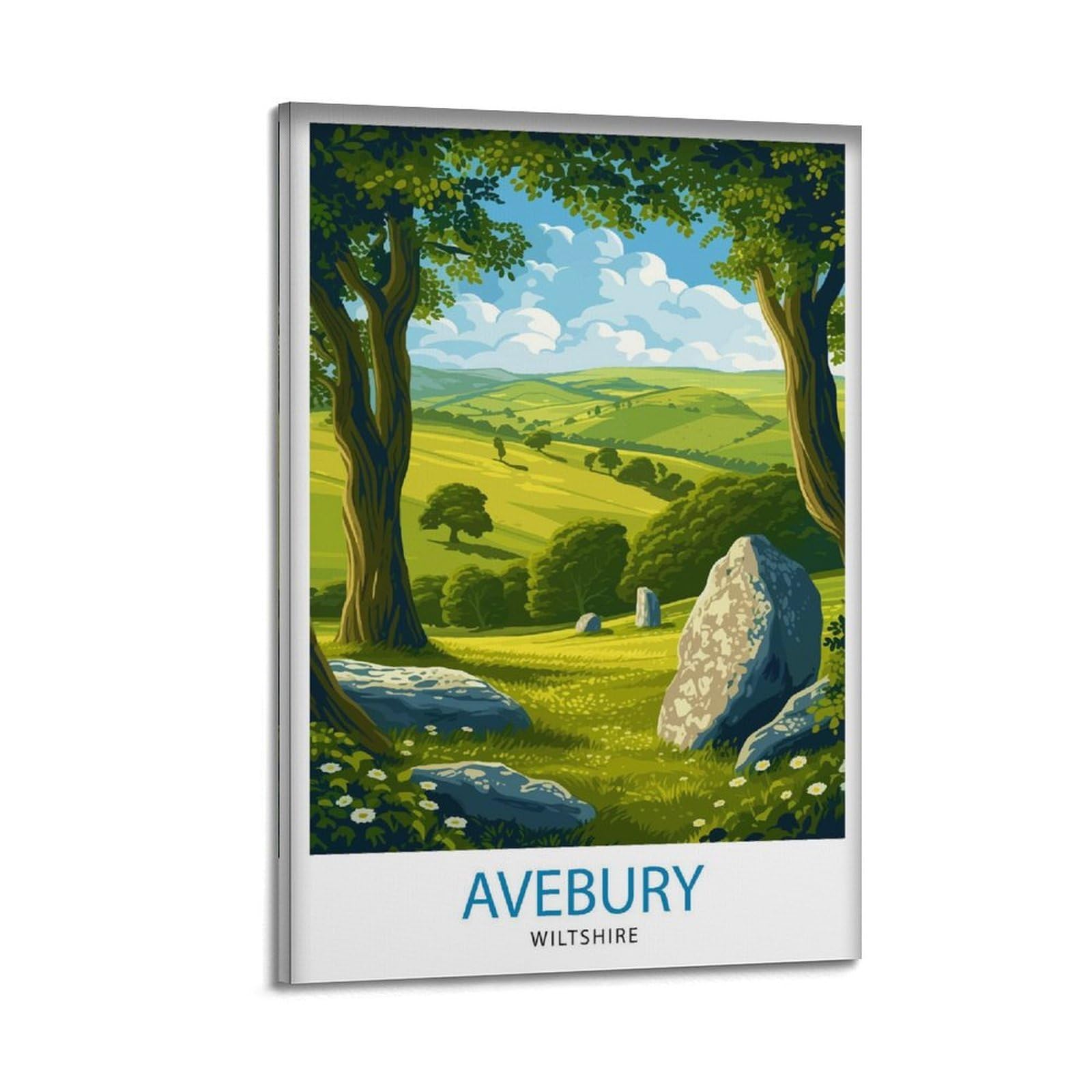 Avebury Wiltshire Ancient Stone Circle Neolithic Monument English Heritage Prehistoric Site Canvas Poster Wall Art Prints Room Aesthetic Murals Bedroom And Living Decorations 20x30inch(50x75cm)