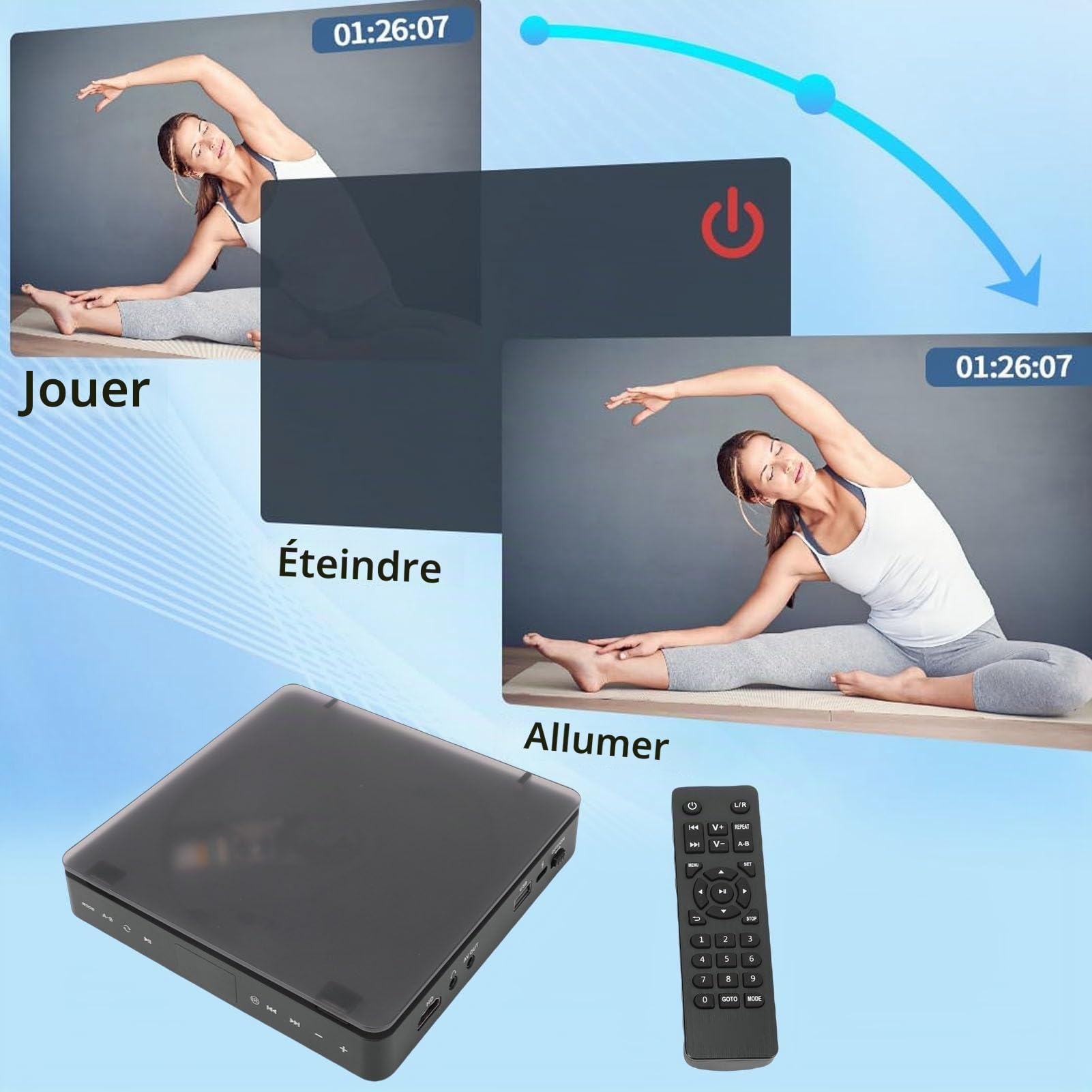 Tosuny Lecteur DVD HDMI pour TV, Lecteur DVD HD 1080P Toutes Régions avec Télécommande et Port HDMI/AV, Prend en Charge Les USB/TF, Compatible avec Le Système PAL/NTSC