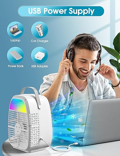 Miniatura 6 de TYTAB - Ventilador de aire acondicionado portátil AI, mini aire acondicionado evaporativo, enfriador de aire de CA portátil con humidificador 4 en