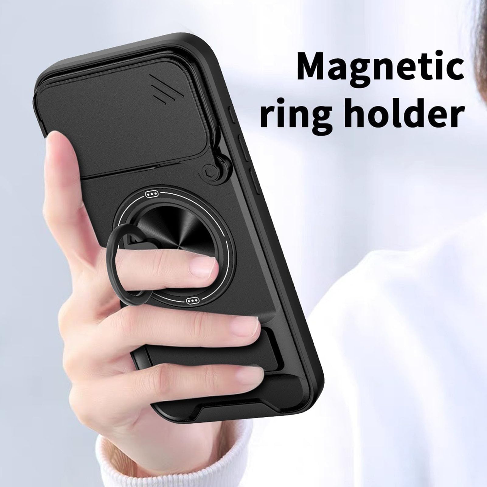Generico Custodia Per Iphone 17 Pro Max/17 Pro/Air/17, Custodia Protettiva For Fotocamera Rotante Con Supporto For Auto Cover(Nero,17)