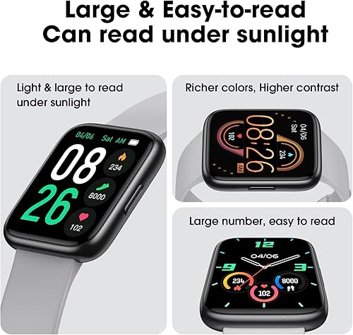 Miniatura 10 de Reloj inteligente, rastreador de actividad física con monitor de frecuencia cardíaca, oxígeno en sangre, seguimiento del sueño, reloj inteligente de