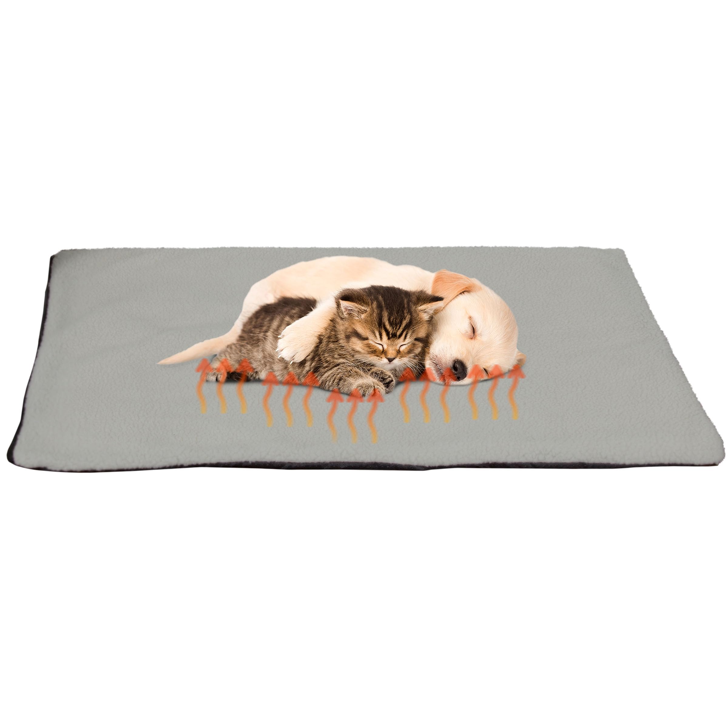 Self Warming Cat Mat - 25x18in Thermal Dog Crate Pad with Removable Washable Sherpa Cover and Reflective Insulation Layer for Self Heating - Pet Supplies for Small Dogs and Cats by PETMAKER (Gray)
