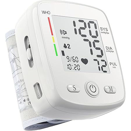 Blood Pressure Monitor Digital Wrist BP Machine with Irregular Heartbeat Indicator Automatic BP Cuff with 90*2 Memory Voice Large LCD Display Adjustable Cuff USB Charging