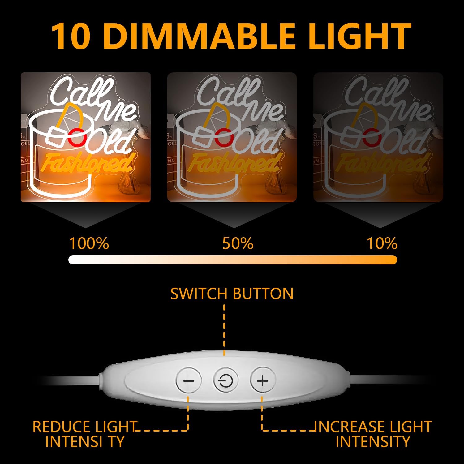 Call Me Old Fashioned Neon Sign for Wall Decor Dimmable Bar Neon Led Sign Cocktails Neon Light Sign for Men Dad Pub Party Whiskey Light Up Sign for Man Cave Garage Beer Bistro Home Club Gift - Image 4