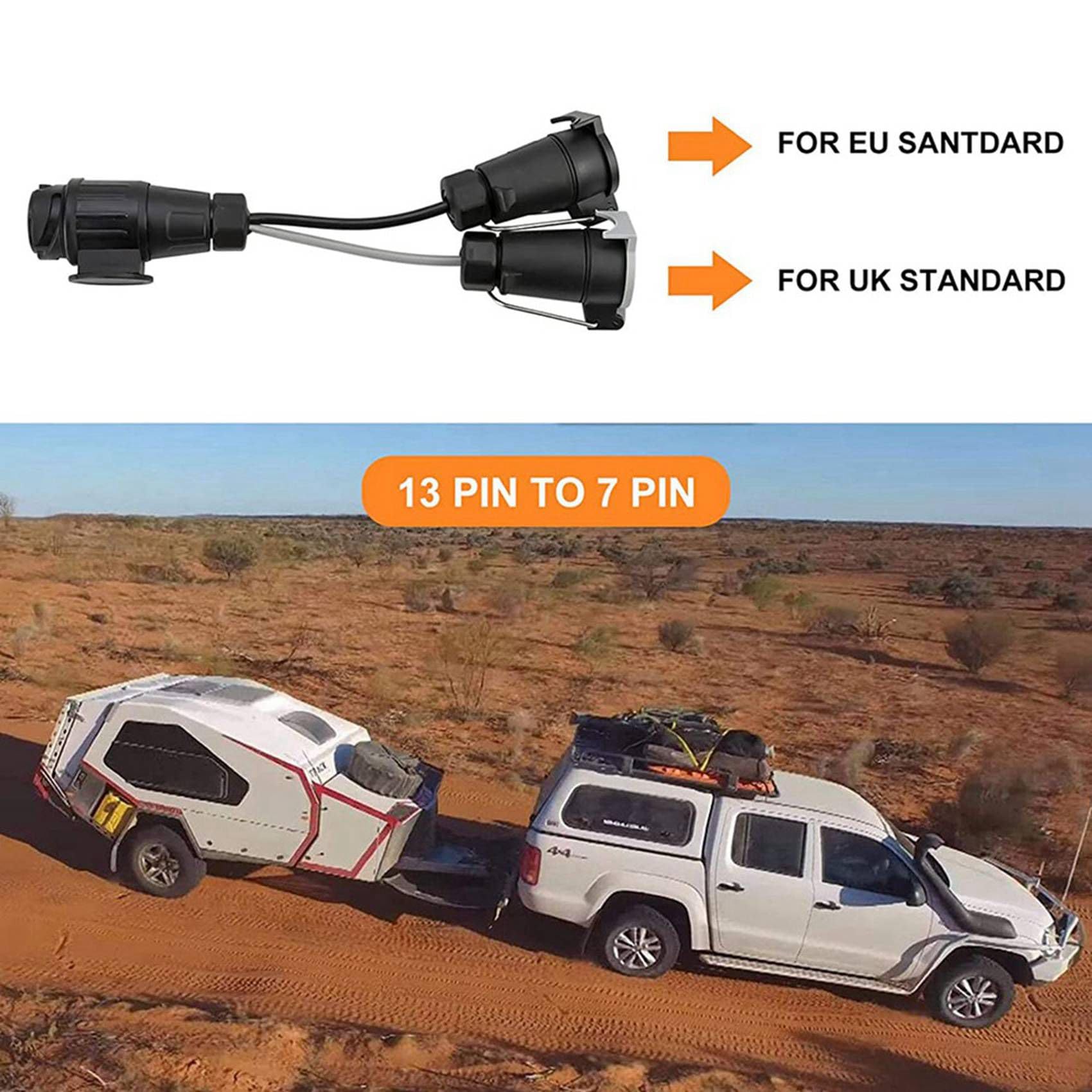 5 x adapter holowniczy, 13-biegunowy wtyk na 7-biegunowe gniazdo 12 N + 12 S, adapter do przyczepy, przyczepy kempingowej