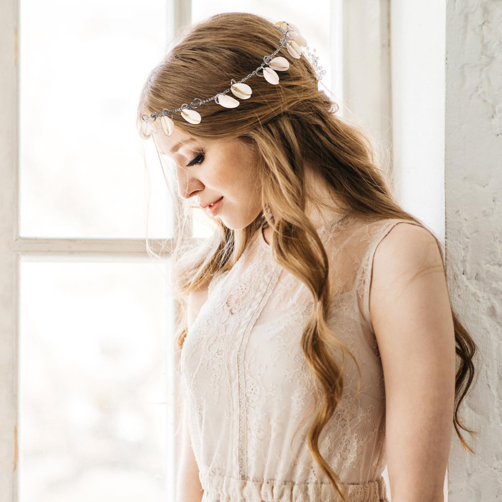 minkissy Shell Headpiece Chain for Travel - Bohemian Head Chain Tassel Shell Hair Gypsy piece Pendant for Women Girls - Image 4