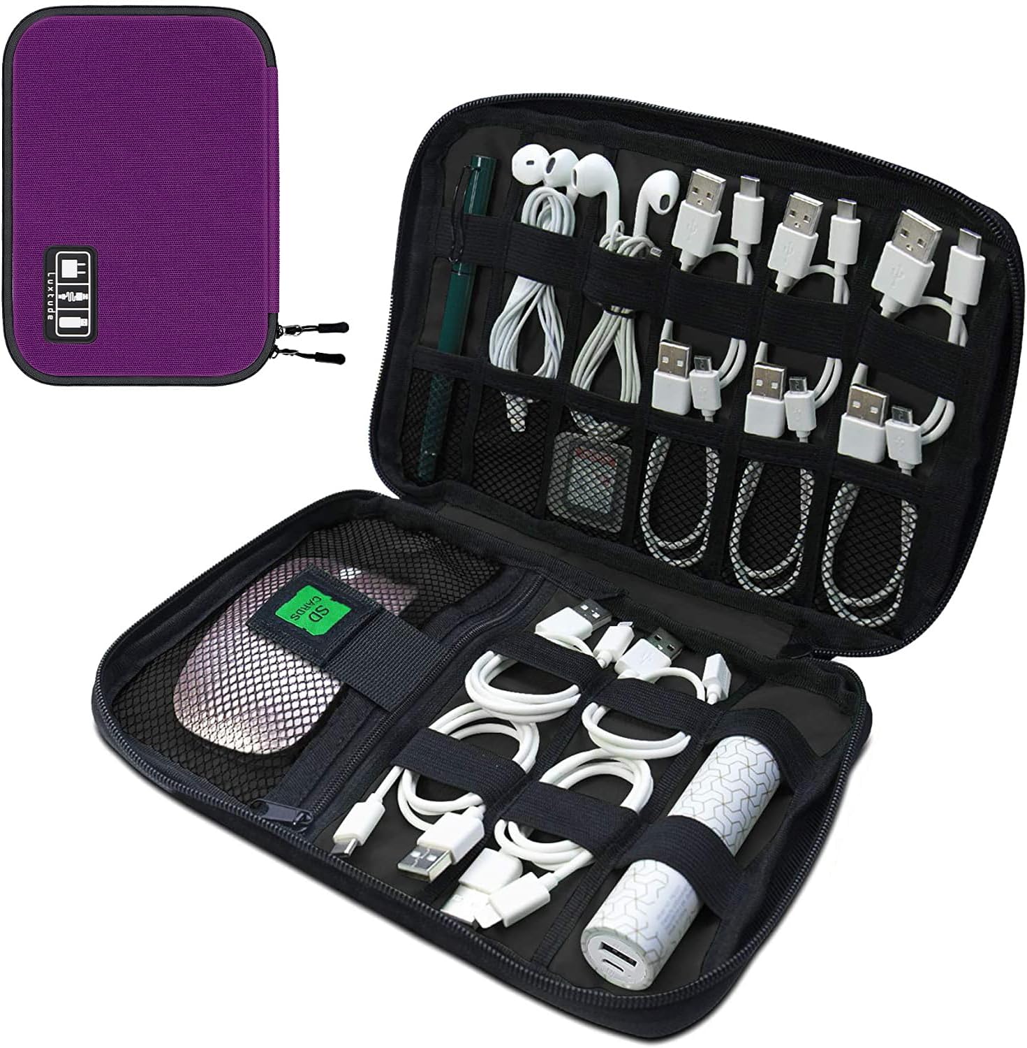 Luxtude Electronics Organizer, Cord Organizer Travel, Portable Tech Bag, Travel Cable Case, Travel Essentials for Cord Storage/Charger Storage/Cable Storage/Tech Storage/Electronic Accessories/USB/SD