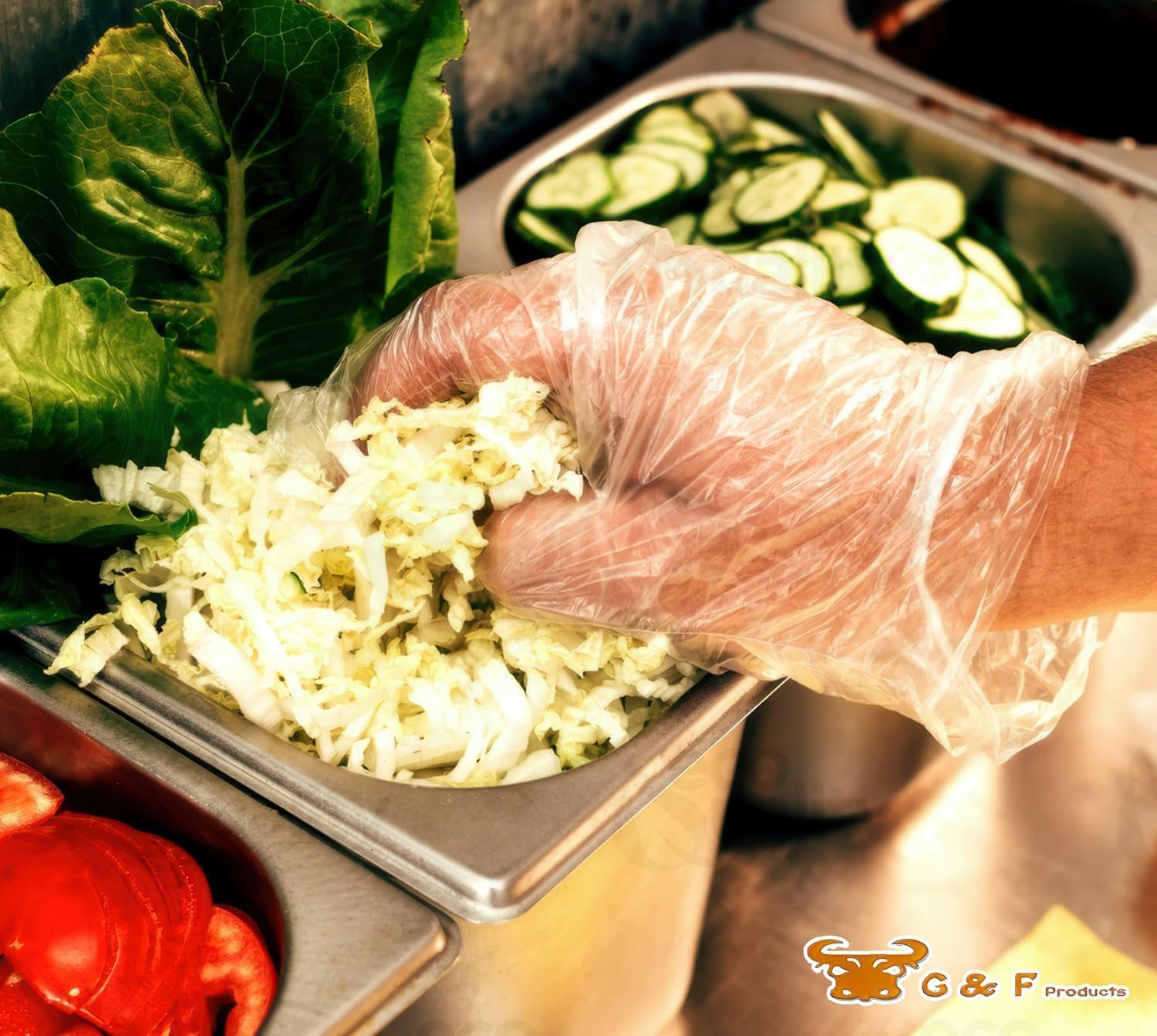 G & F Products Plastic Food Service Gloves – Clear Poly Disposable Gloves – Stretchable Fits All, Latex-Free, Powder-Free