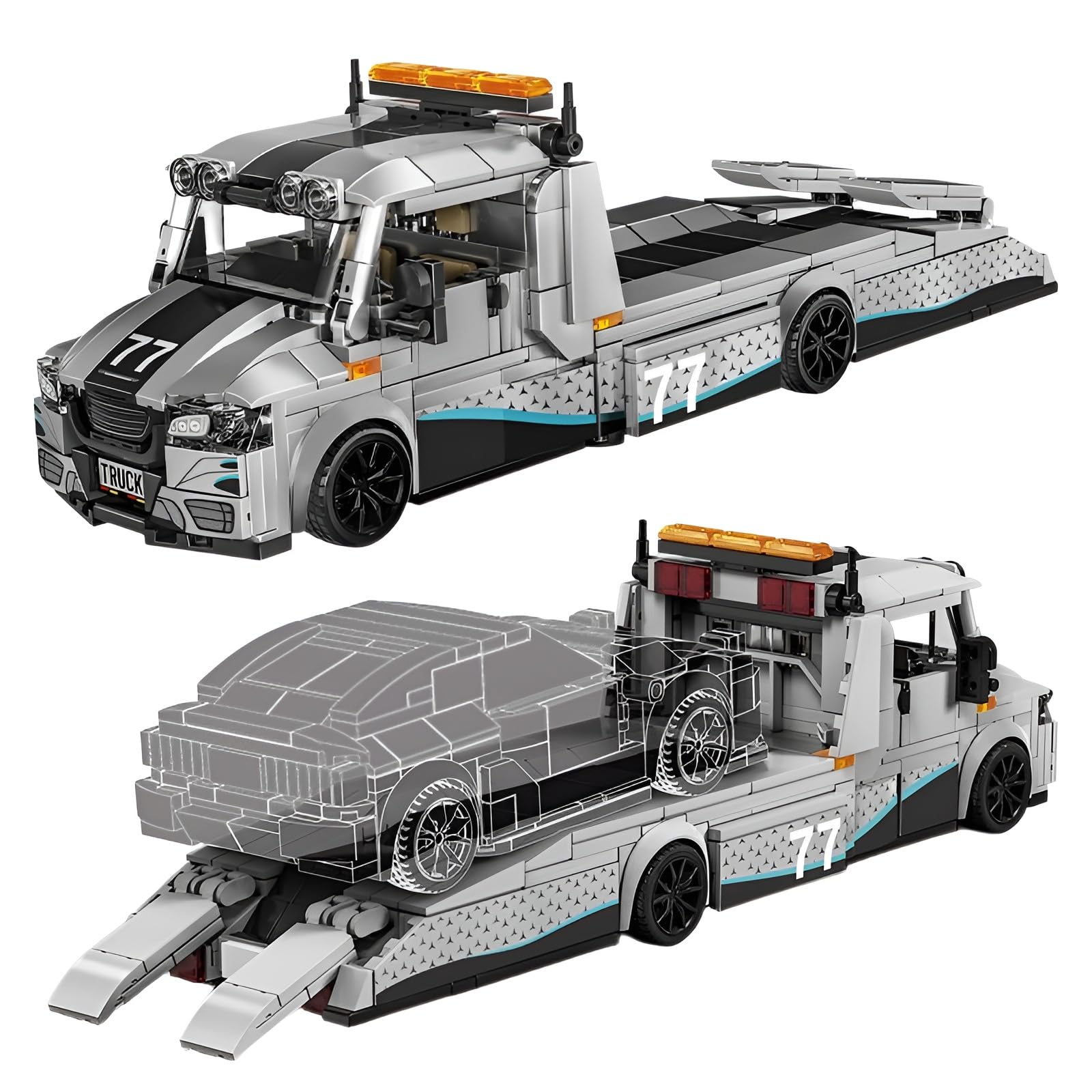 Technik Sprinter Trailer Building Set, Truck Car Bricks Kit, Collect Transport Vehicle Model for Adult, Teen, STEM Eduaction Toy, Home Decor, Creative Gift for Man, Woman (672PCS)