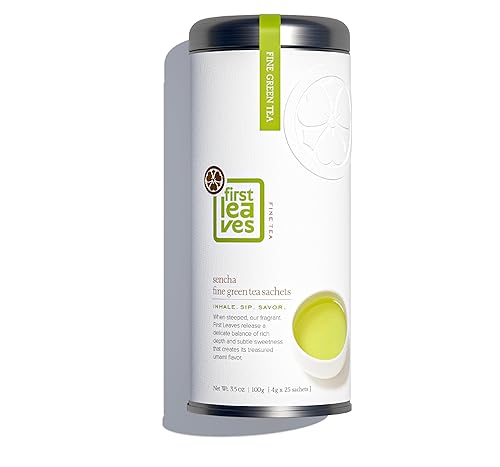 Miniatura 8 de Té verde de hojas sueltas Sencha de First Leaves - Té verde gourmet japonés prémium - Primera cosecha - Viene en recipiente listo para regalar -