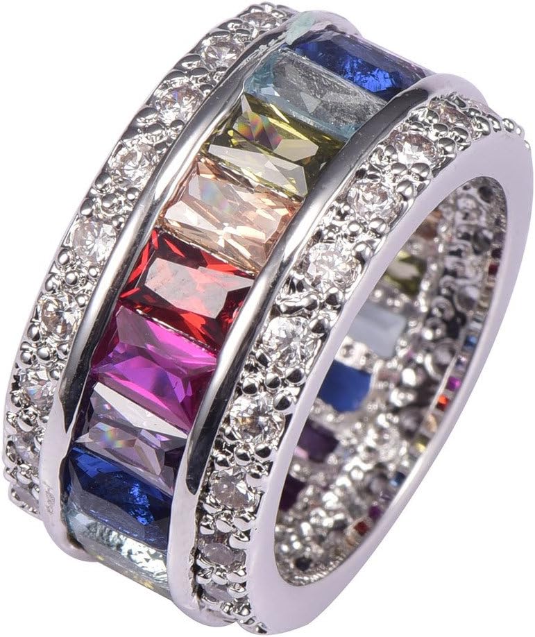 Weina Women's 925 Sterling Silver 11.98cttw Gemstone Filled Morganite Topaz Garnet Amethyst Ruby Aquamarine Ring