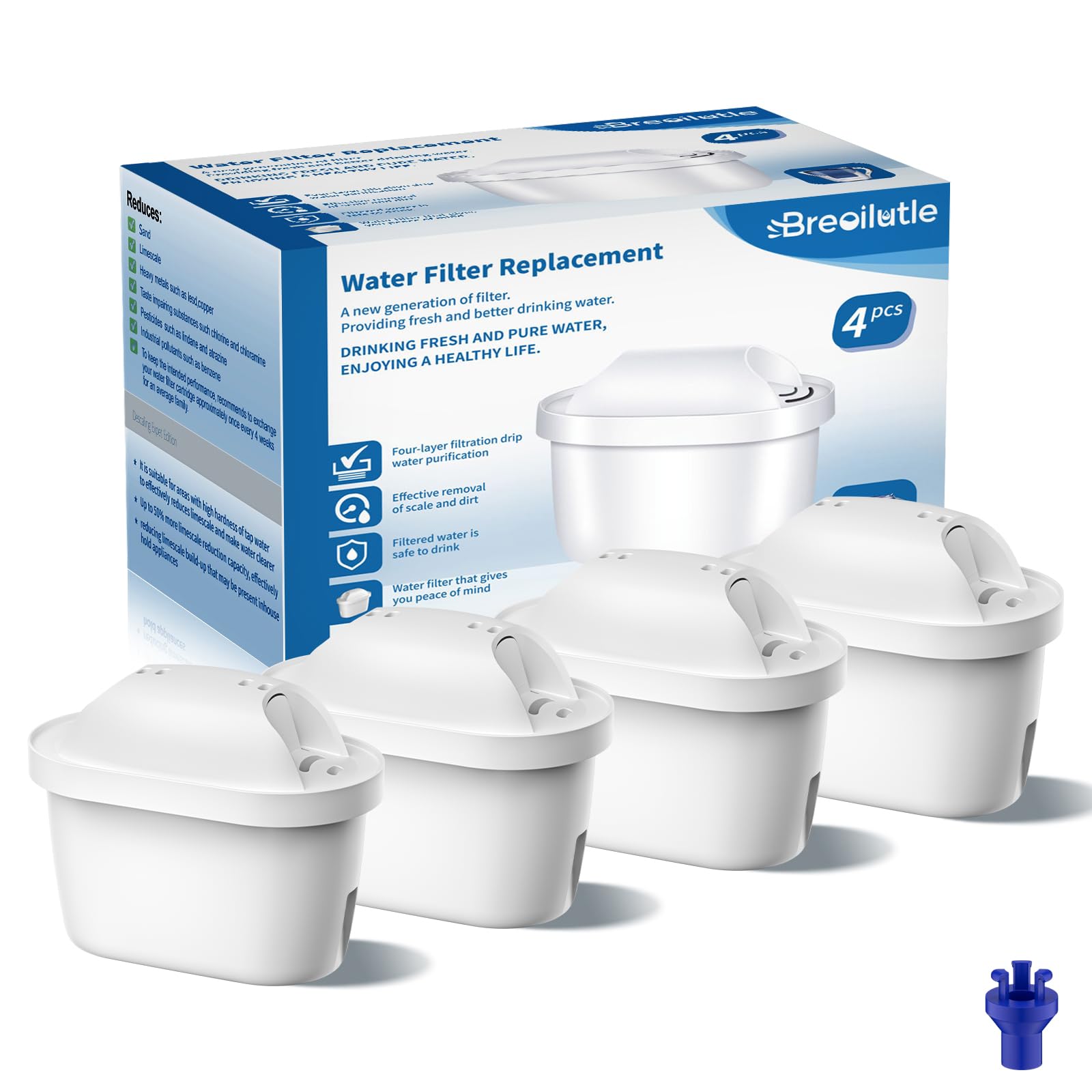 Filtro de agua para jarra Brita Marella pack de 4 cartuchos de repuesto BREOILUTLE