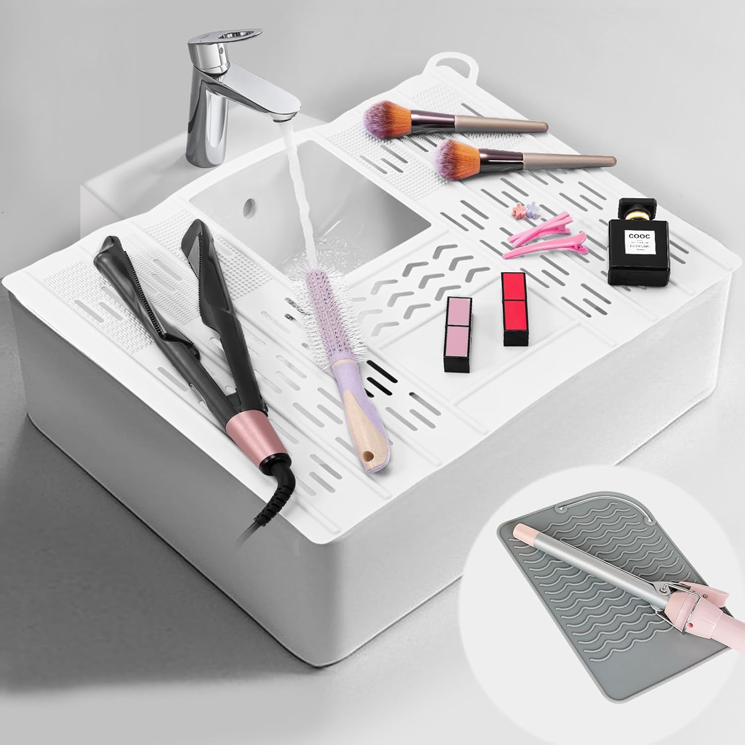 Amazon.com: GHWMYD Bathroom Sink Cover for Counter Space, Foldable Sink ...