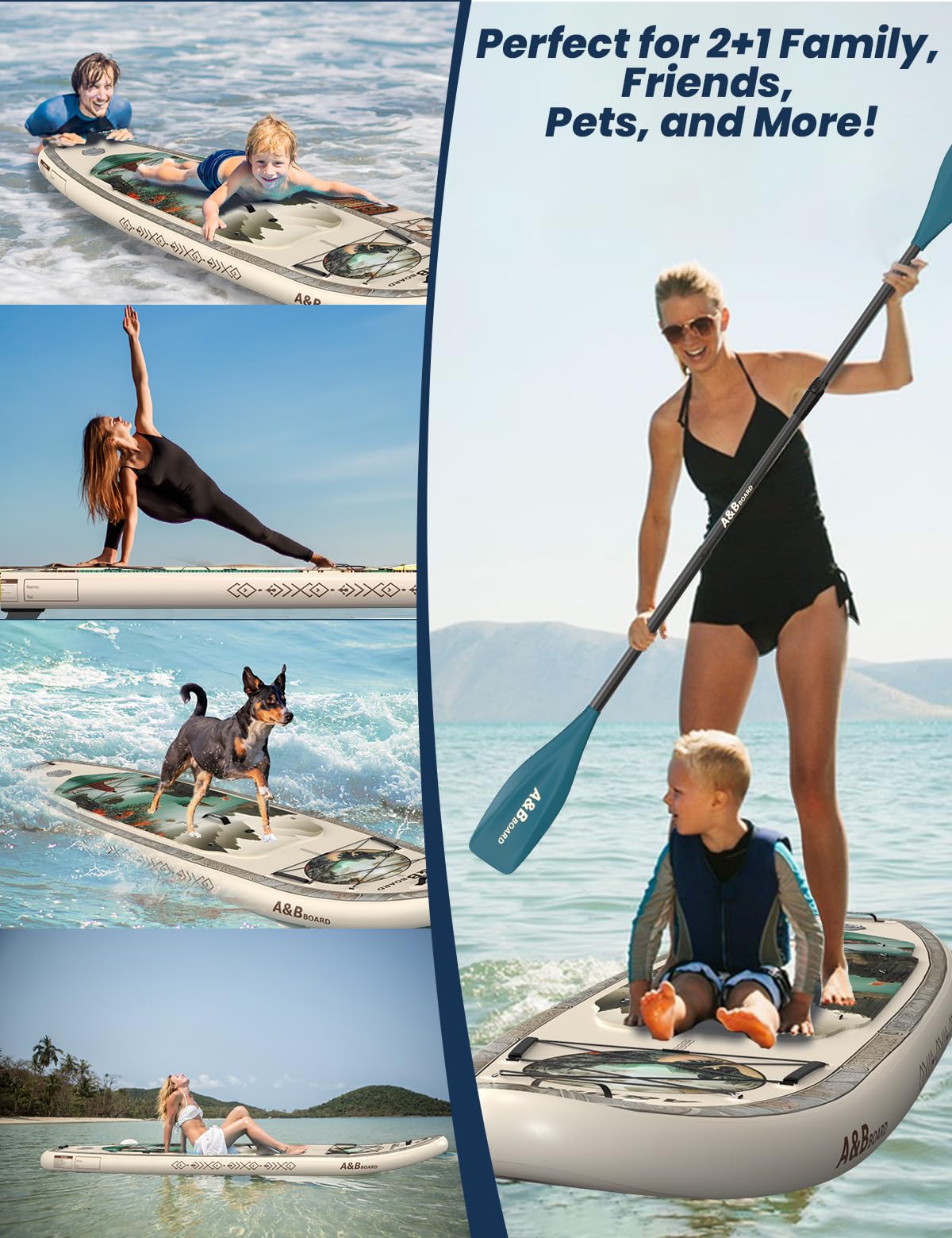 A&BBOARD Tabla Paddle Surf Hinchable 335 cm con Accesorios Premium Sup,Paddle Board Surf para 2 Personas Principiante