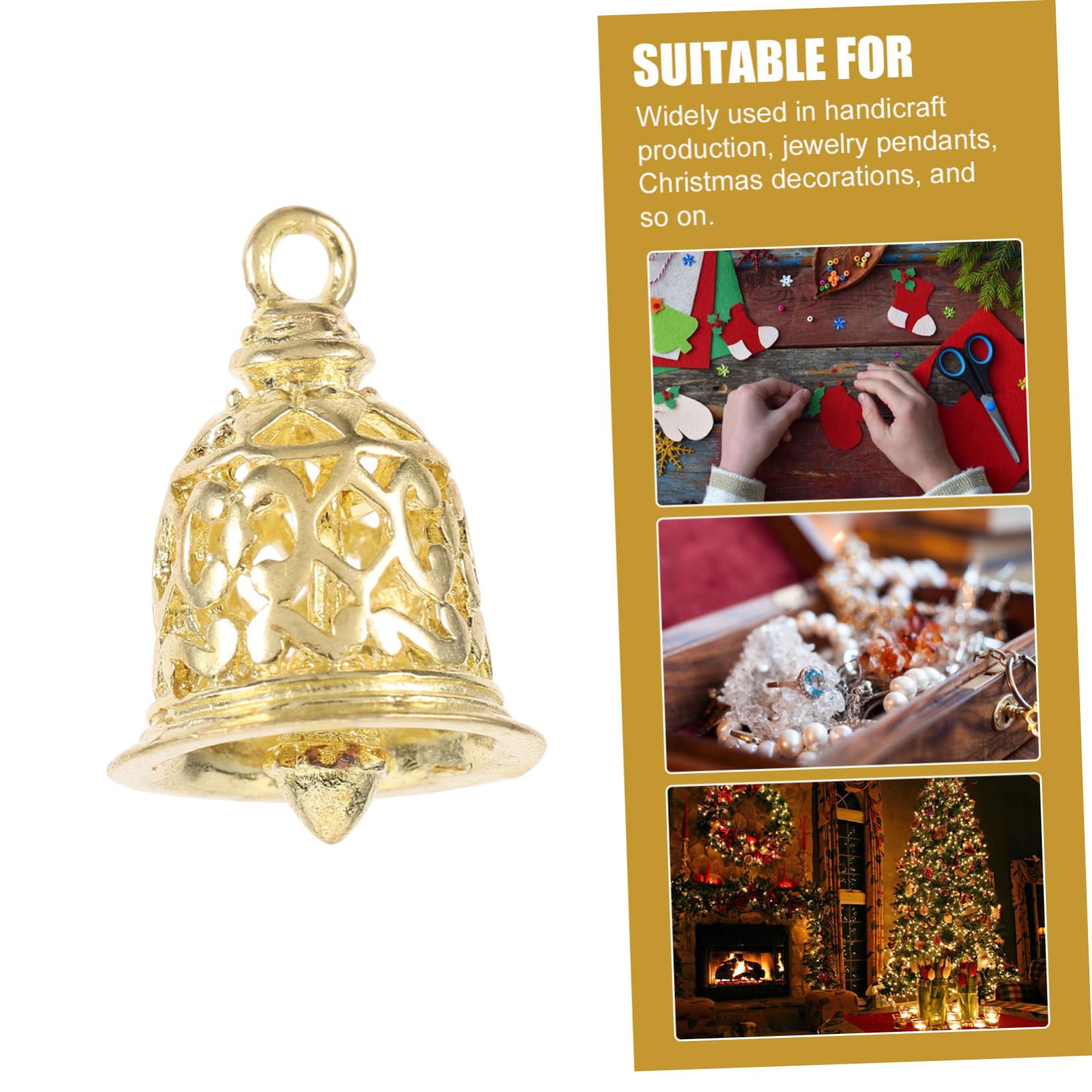 SHINEOFI 40pezzi Campanelle Decorative Ottone Pendenti per Borse e Accessori Fai da Te Campane Hollowed-out per Decorazioni Natalizie e Artigianato