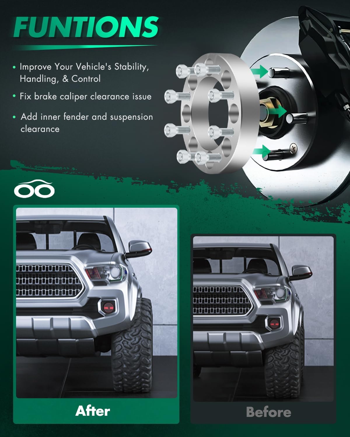 SCITOO 4X 1.5 inch Wheel Spacers 8 Lug 8X6.5 to 8X6.5 complatible with 1988-2000 for K2500 K3500 Pickup Wheel Spacers C2500 C3500 Pickup Wheel Spacers for 2500 3500 HD Wheel spacers