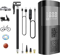 SHTALHST Elektromos Pumpa 6000 mAh Akkumulátorral - 150 PSI Kompresszor LCD Kijelzővel Kerékpárhoz, Motorhoz, Autóhoz - Zseblámpa és Powerba 1