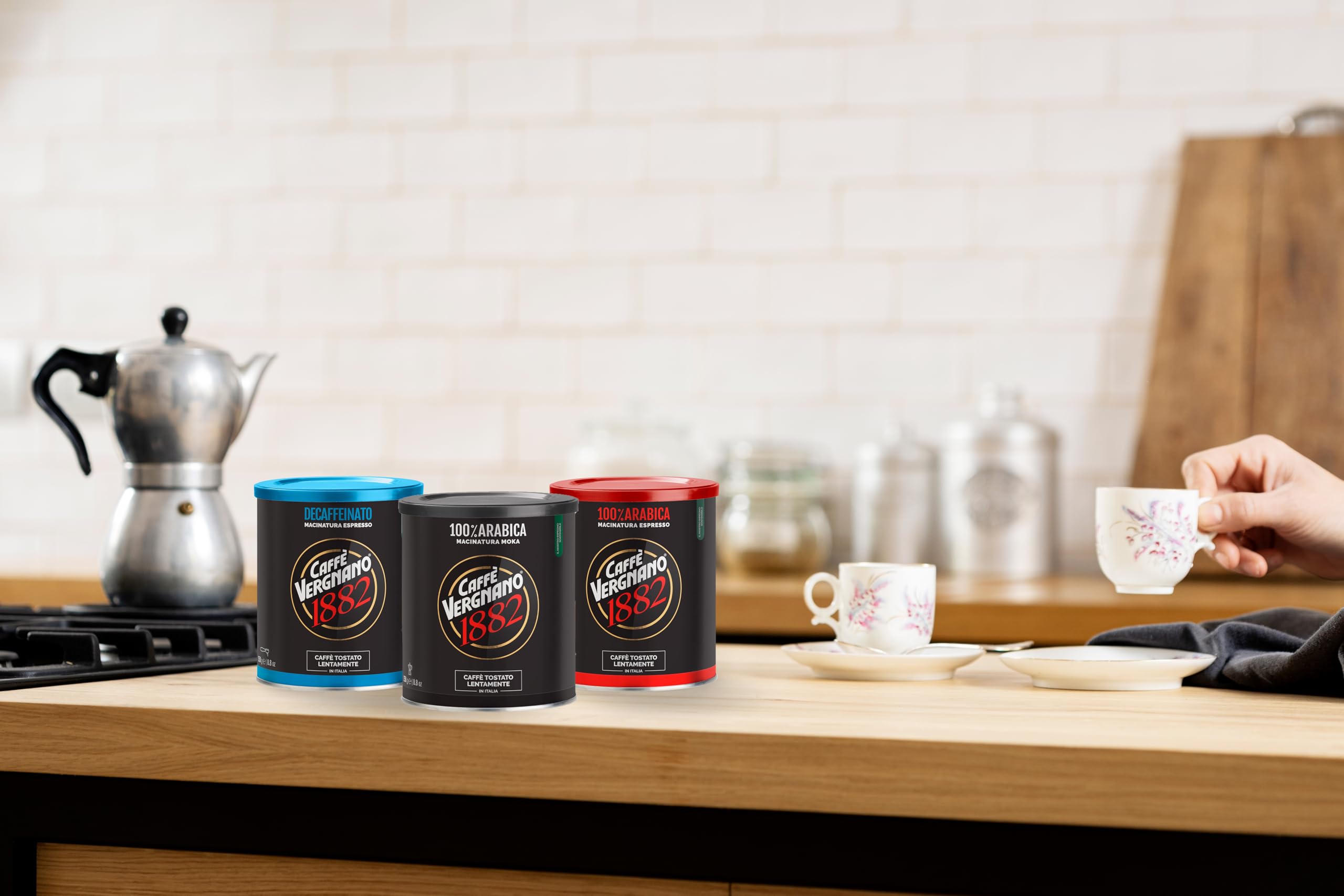 Caffè Vergnano 1882 Lattina Caffè 100% Arabica Macinato Decaffeinato - 6 confezioni da 250 gr | 6 Confezioni da 250 gr