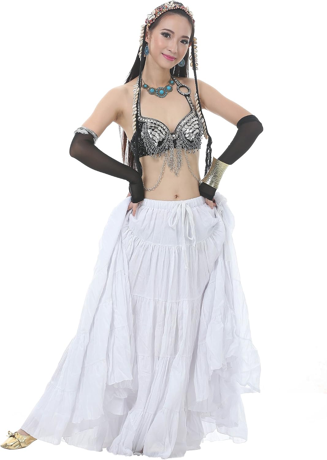 Astage Woman Belly Dance Full Circle Maxi Trible Skirts Linen Bohe Dress