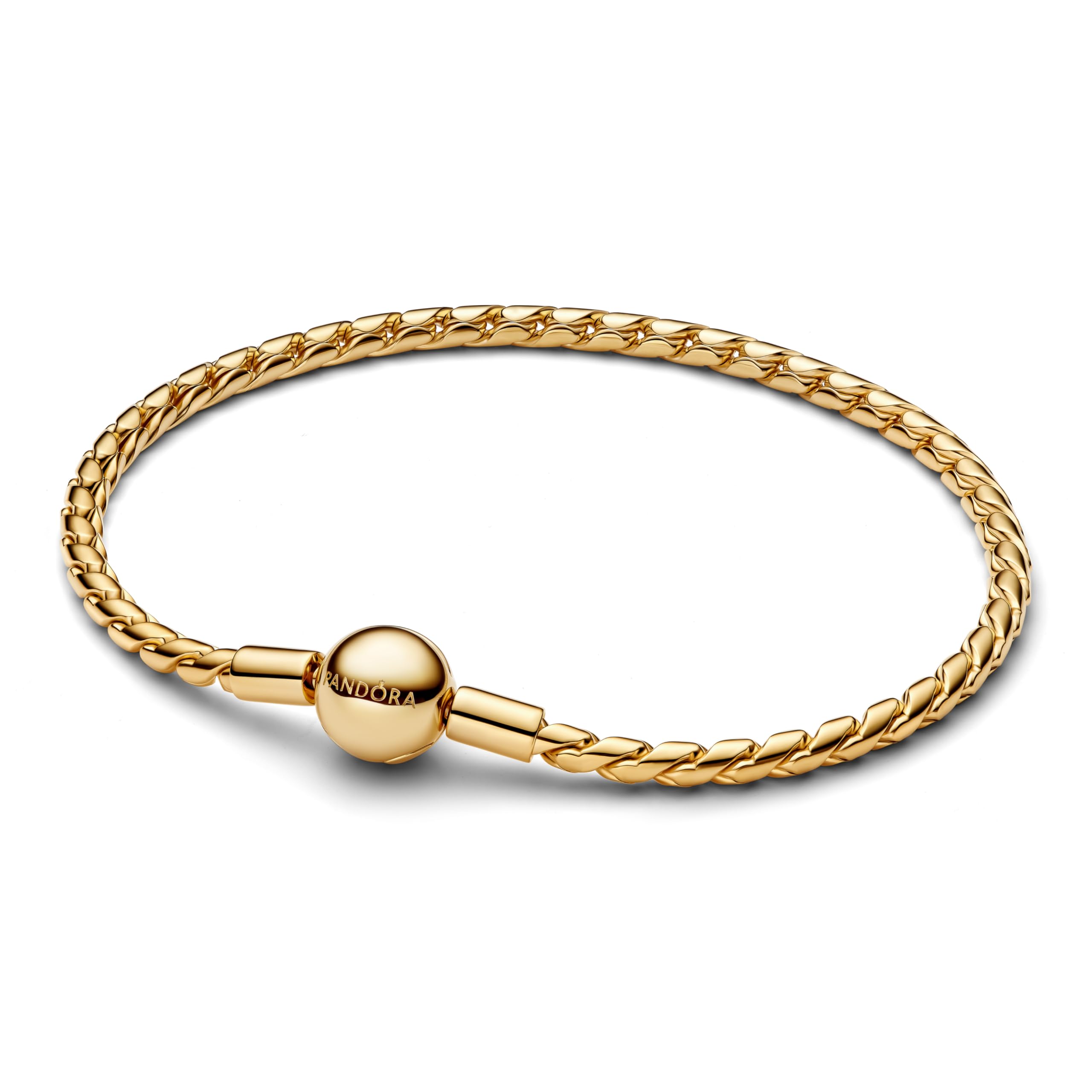 PANDORA Moments 564028C00-19 Sterling Silver Round Wing Chain Bracelet with 14K Gold Plated Alloy, Size: 19cm