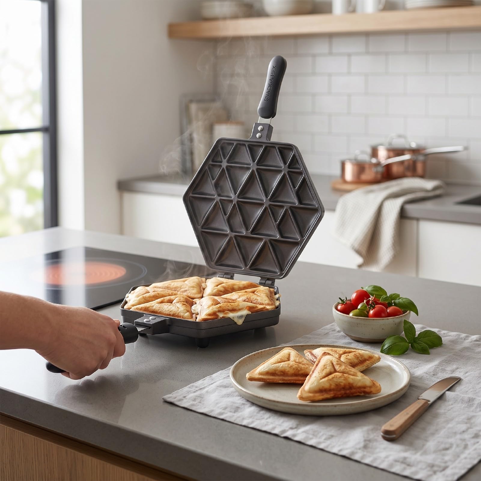 Asixxsix Sartén antiadherente de aluminio para samosas, 26 cm | varias a la vez, voltea fácilmente, calienta de manera rápida y uniforme, ideal para fiestas en casa, para pasteles
