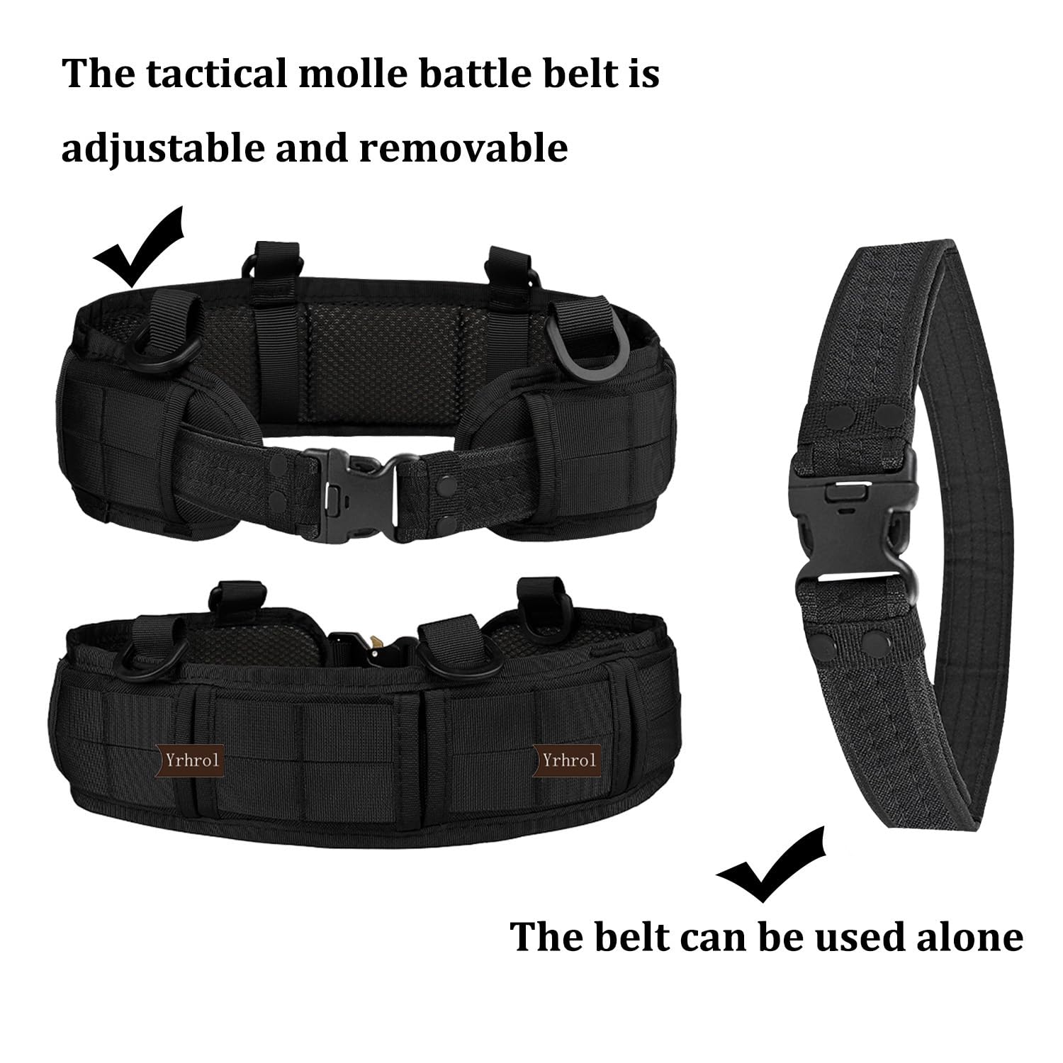 Juego de cinturón táctico de Batalla, cinturón Molle Delgado para Airsoft con Hebilla de Metal para Disparar Caza, Cinturones de Juego y Bolsas, Cinturones de Defensa de Vida Seguros, Bolsa