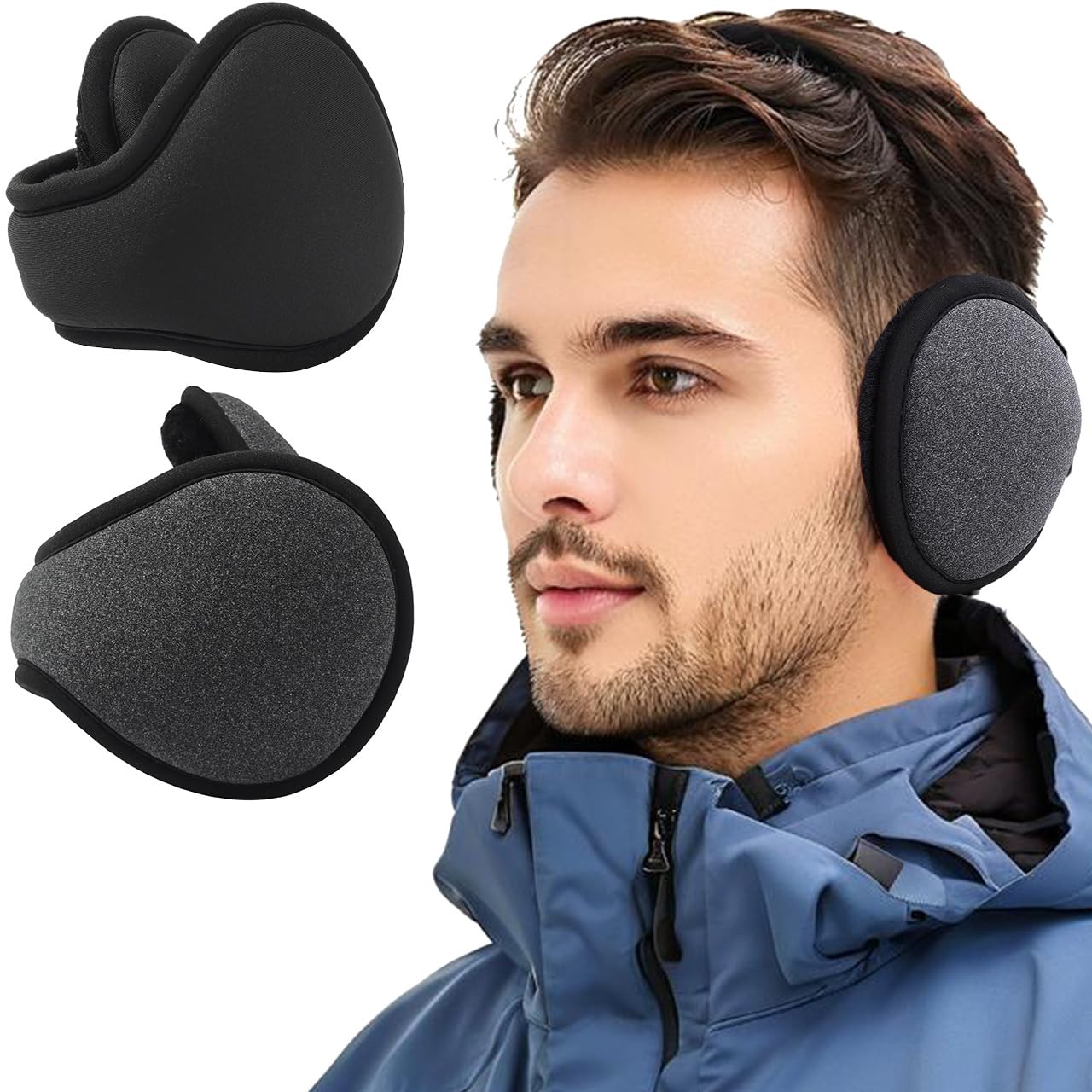 Dwenarry Winter Warm Ear muffs Unisex Foldable Ear Warmers adjustable fleece earmuffs for Men Women Cold Weather