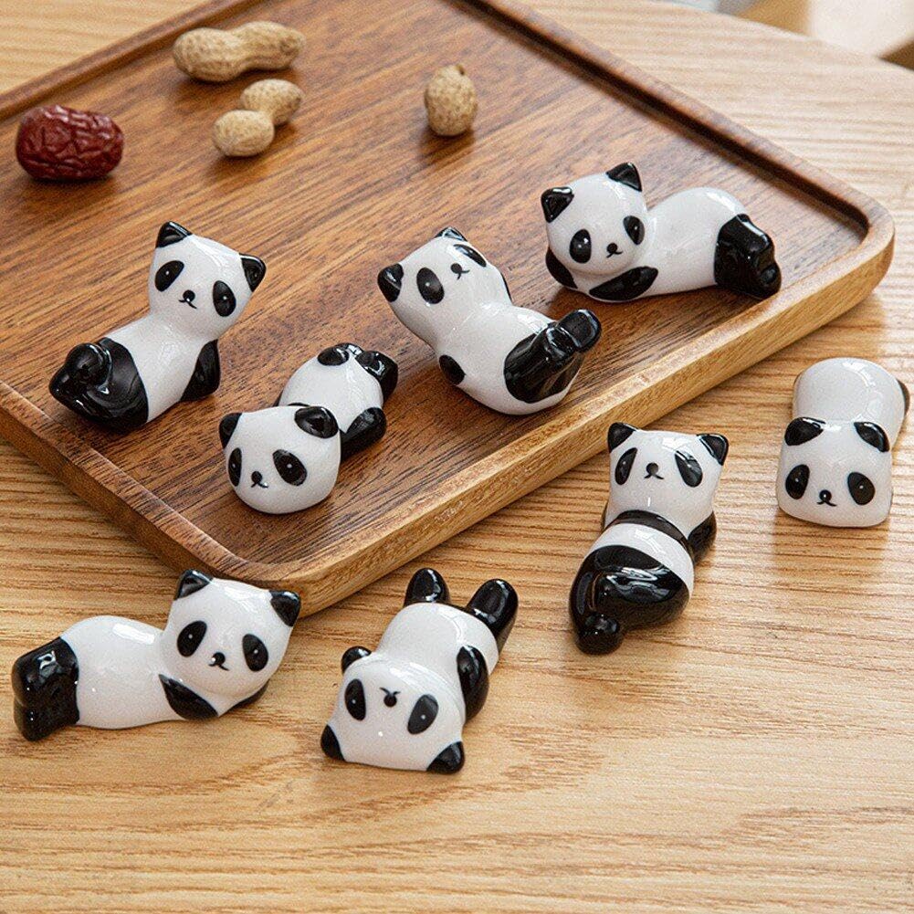 8 Pièces Repose-Baguettes Panda Mignon - Support Vaisselle Porcelaine Noir Et Blanc Pour Décoration De Table